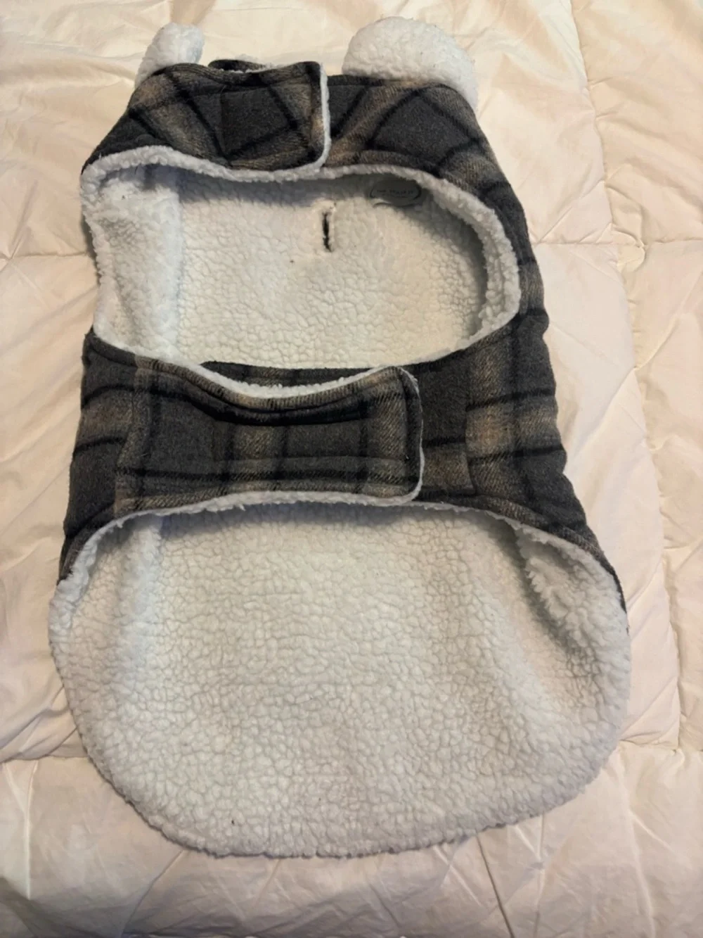 Sherpa-Lined Grey Plaid Dog Jacket “The Prairie” by Rachel Ashwell
